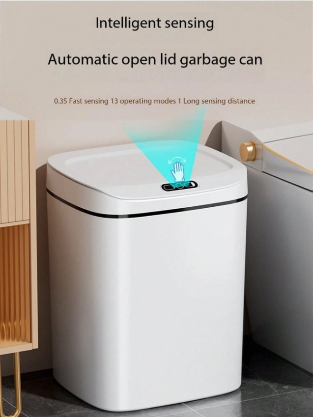 Smart Sensor Automatic Trash Can with Lid, Infrared Touchless Garbage Bin, Waterproof Odor-Resistant Waste Container for Kitchen, Bathroom, Office, Bedroom – 12L/14L/16L - Image 2
