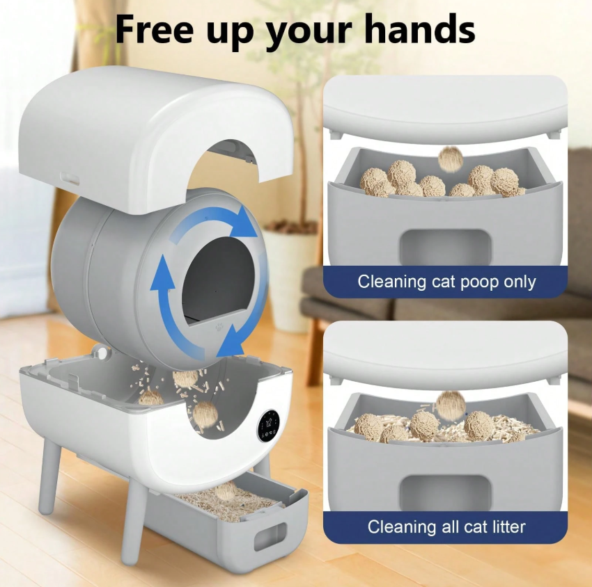 Automatic Self-Cleaning Cat Litter Box with App Control, Smart Sensor Litter System for Multiple Cats, Large Capacity with Washable Liner and Waste Bags - Image 3
