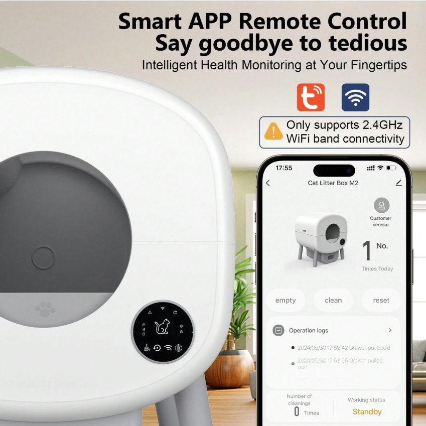 Automatic Self-Cleaning Cat Litter Box with App Control, Smart Sensor Litter System for Multiple Cats, Large Capacity with Washable Liner and Waste Bags - Image 4