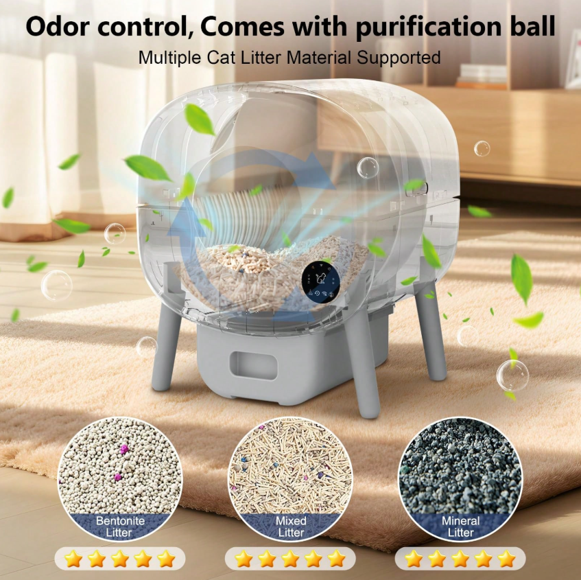 Automatic Self-Cleaning Cat Litter Box with App Control, Smart Sensor Litter System for Multiple Cats, Large Capacity with Washable Liner and Waste Bags - Image 7