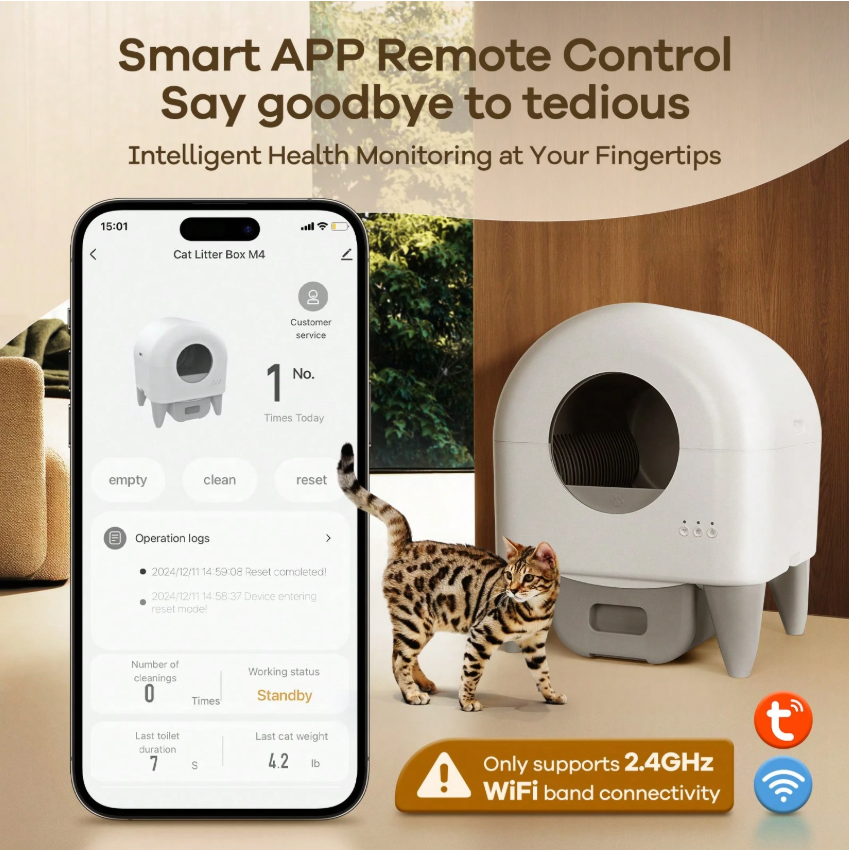 Automatic Self-Cleaning Cat Litter Box with App Control, Smart Sensor Litter System for Multiple Cats, Large Capacity with Washable Liner and Waste Bags - Image 6