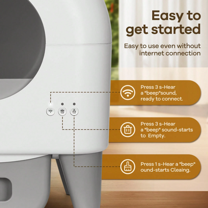 Automatic Self-Cleaning Cat Litter Box with App Control, Smart Sensor Litter System for Multiple Cats, Large Capacity with Washable Liner and Waste Bags - Image 7