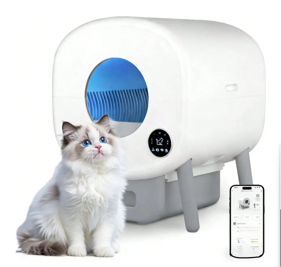 Automatic Self-Cleaning Cat Litter Box with App Control, Smart Sensor Litter System for Multiple Cats, Large Capacity with Washable Liner and Waste Bags