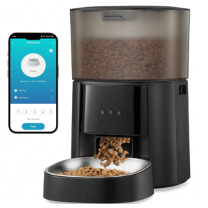 Automatic Pet Feeder with WiFi App Control, 4L Smart Food Dispenser for Cats and Dogs, Voice Recorder, Custom Feeding Schedule and Portion Control, Dual Power Supply